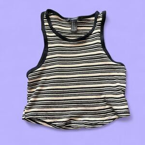 Forever 21 Black and cream striped cropped tank top